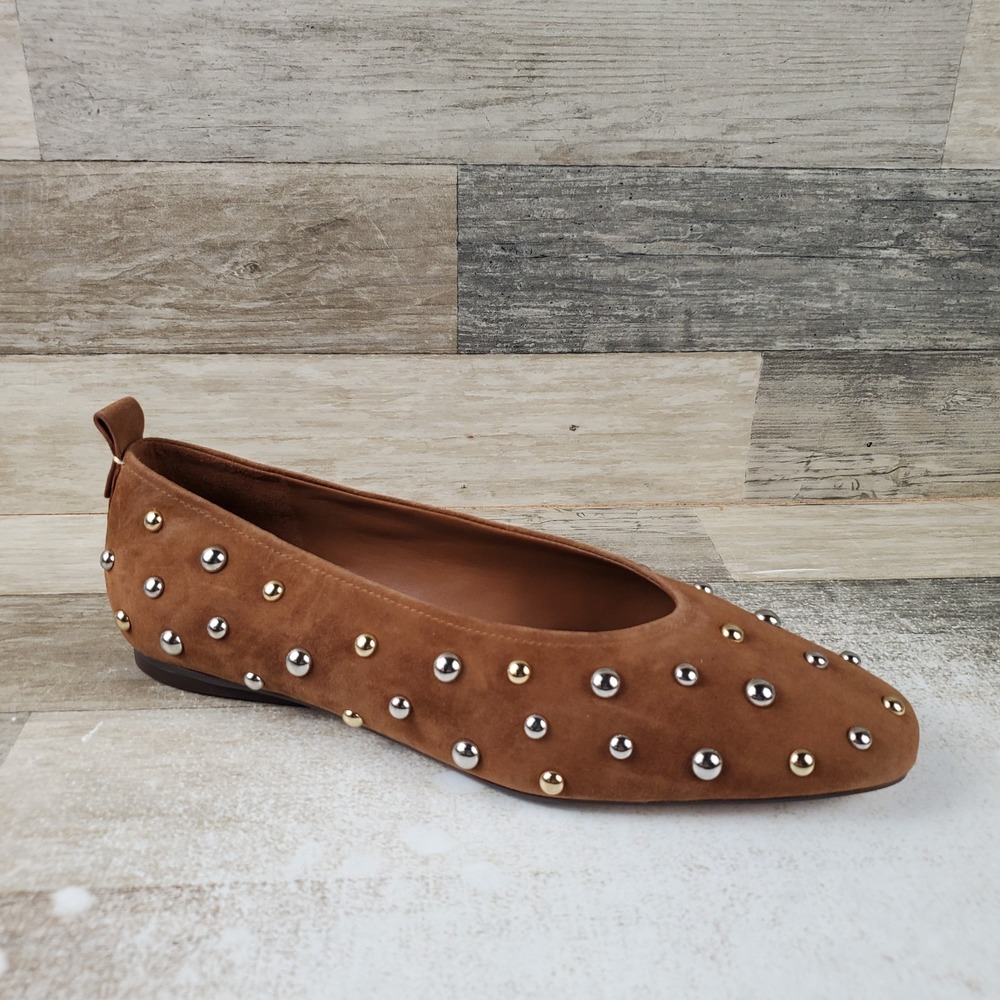 Naturalizer 27 Edit Carla Womens Ballet Flats Sz 11 W Dark Chestnut Stud Suede